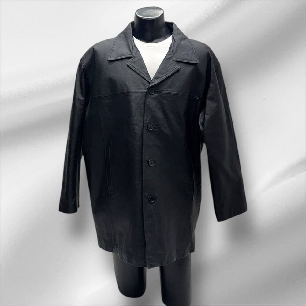 HABAND Men’s XL Black Quilt Lined Leather Jacket